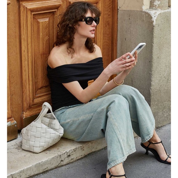 NWT Pixie Market RIVA RUCHED OFF-THE-SHOULDER TOP - Picture 3 of 12